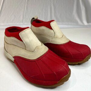 LL Bean Storm Chaser Slip-On Red Tan Leather Boots Women's Size 8.5M